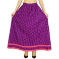 thumbnail image 5 of Amoghah Long Flaired Skirt Cotton Paisley Print Boho Style Elastic Waist Bottoms, 5 of 5