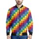 thumbnail image 2 of Chaqueta con cremallera y diseño geométrico de arcoíris a la moda para hombre, sudadera con rayas de colores con estampado 3D, chaquetas bomber urbanas geniales para niños, abrigos, 2 of 5