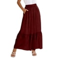 thumbnail image 2 of Danhjin Women's Flowy Maxi Skirt Summer High Waisted Casual Skirts High Elastic Waisted Pleated Tiered A Line Casual Party Dress, 2 of 8
