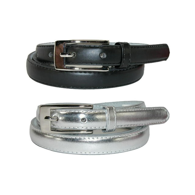 CTM® Ceinture Habillée en Cuir Skinny 3/4 Pouce (Lot de 2 Couleurs) (Femmes)