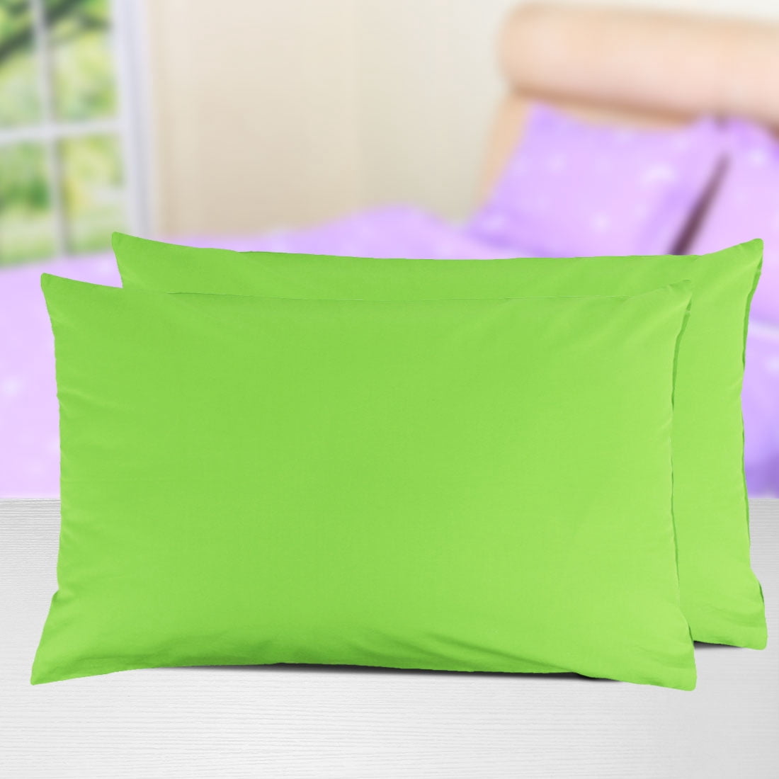Unique Bargains Pillowcases 2-Piece Egyptian Cotton Pillow Cover Green King
