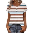 thumbnail image 2 of Haivin Womens Tops Casual Oversized Short Sleeve Sweatshirt Summer Striped Shirt Crewneck Pullover Loose T Shirts Blouse, 2 of 8