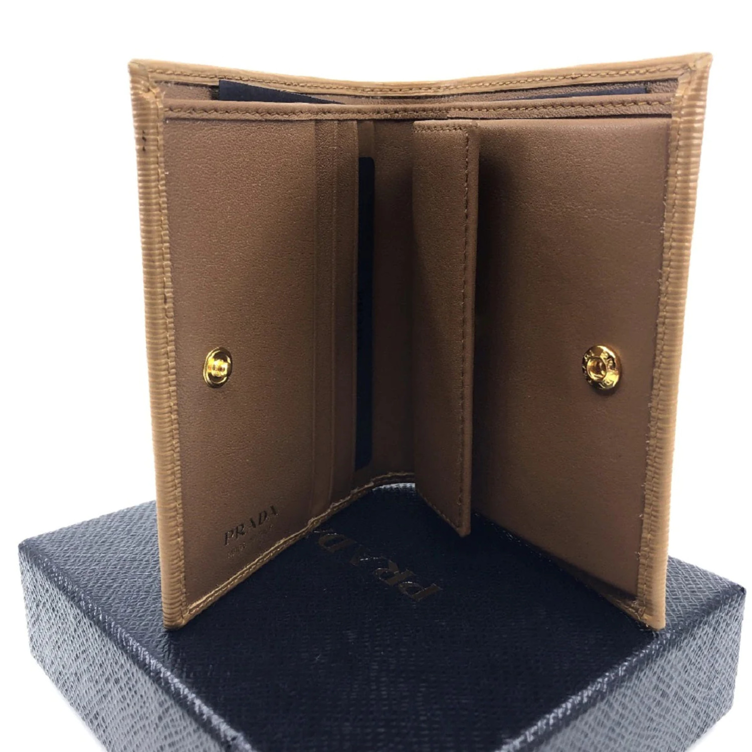 Prada Vitello Move Small Cipria Leather Flap Wallet