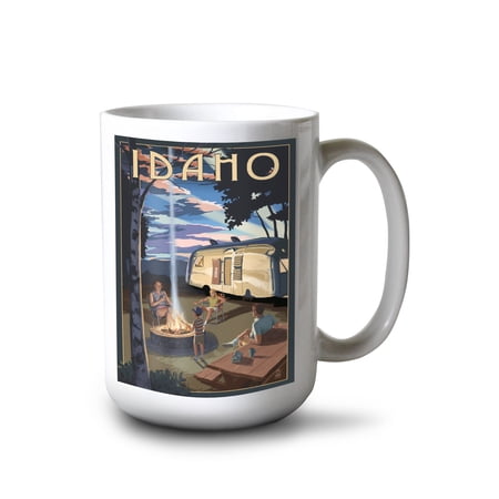 

15 fl oz Ceramic Mug Idaho Retro Camper and Mountains Dishwasher & Microwave Safe