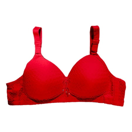 

KaLI_store Women Lingerie Women s Sheer Mesh Lace Unlined Underwire Bra Demi Bralette Red 40