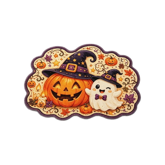 Assorted Novelty Shaped Cute Halloween Pumpkin Bath Mat Soft Absorbent Tufted Non Slip Washable Fall Bathroom Rug for Autumn Holiday Decor 24x16 Inch