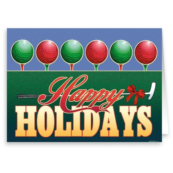 Golf Theme Christmas Cards - 18 Golfing Christmas Greeting Cards
