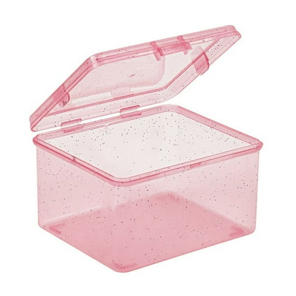 New Transparent Plastic Storage Box Photo Card Small Card Storage Pink