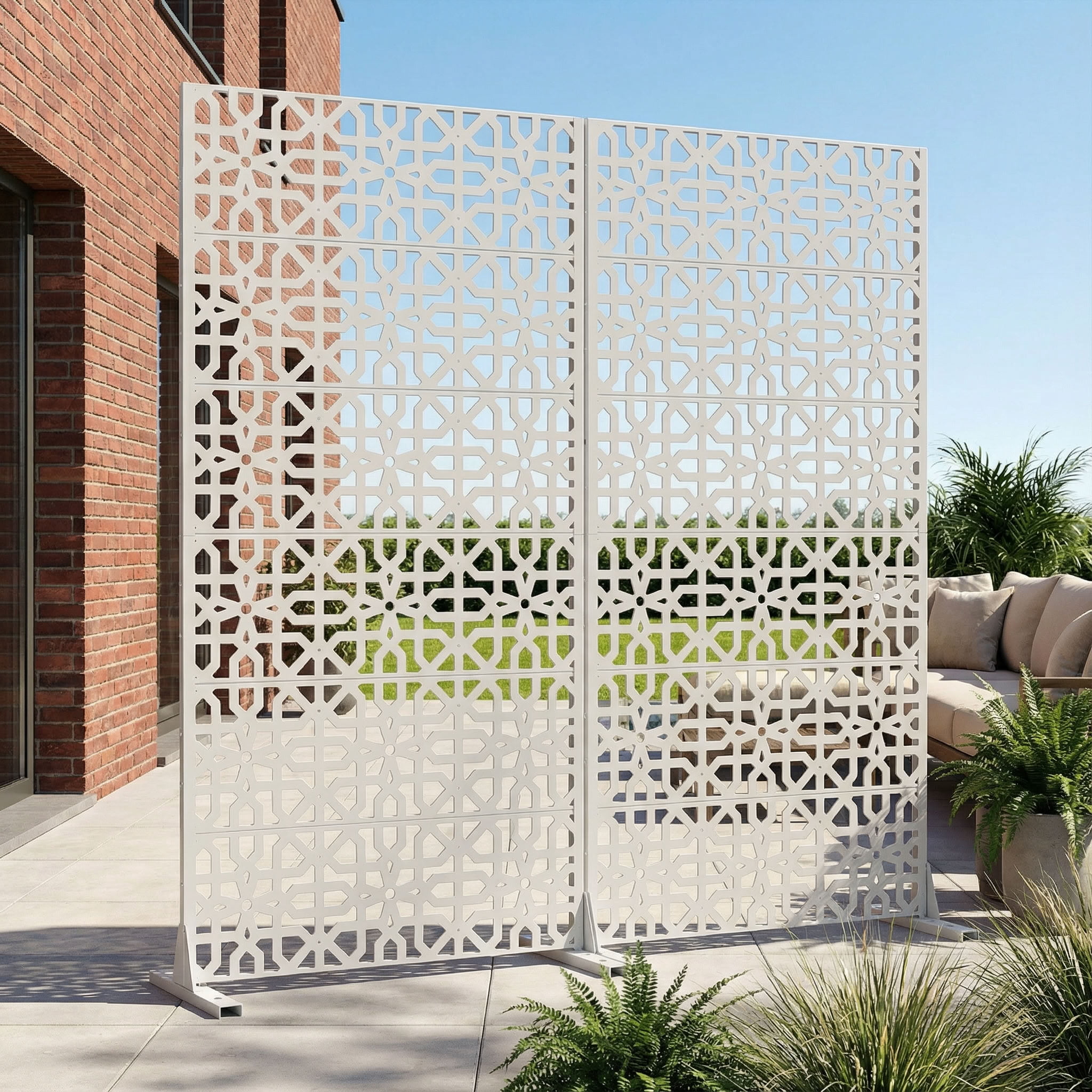 MAYEERTY 6 Panels Outdoor Privacy Screen, Metal Decorative Privacy Fence, 2 pcs Privacy Panel for Patio, Balcony, Backyard, Garden