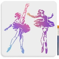 Ballet Stencil 11.8×11.8inch Large 2 Ballet Dancers Stencils with Paint Brush Elegant Ballerina Stencil Template DIY