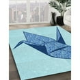 thumbnail image 3 of Ahgly Company Machine Washable Indoor Rectangle Transitional Blue Area Rugs, 7' x 9', 3 of 7