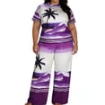 thumbnail image 3 of TaTaai Women's Printed Short Sleeve Two Piece Set Round Neck Crop Top and Pants Casual Lounge Set Stretchy Summer Outfit Gift, 3 of 7