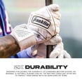 thumbnail image 3 of Franklin Sports MLB Batting Gloves - Infinite Powerstrap Baseball + Softball Batting Gloves - Durable Full Wrap Cage Practice Gear - Long Cuff Wrist + Heavy Duty Leather - Adult Medium - White + Gold, 3 of 7
