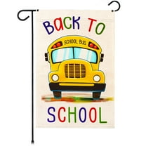 G128 Back to School Bus Garden Flag 12x18 In Double Sided Back to School Yard Garden Lawn Decoration