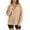 Khaki, variant on Womens Fashion 2025 Oversized Long Sleeve Hoodies Button up V-Neck Hooded Sweatshirts Trendy Side Slit Solid Color Casual Ribbing Pullover Tops Grey S