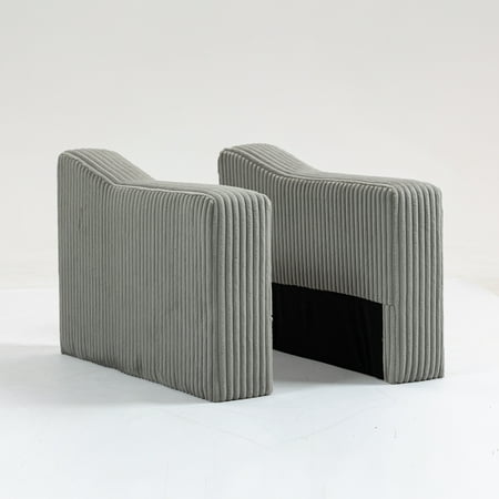 Modular Sofa Armrest Module Gray Corduroy Fabric Sectional Side Arm Component with Solid Wood Frame and Foam Filling for Living Room Couch Customization and Configuration