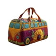 thumbnail image 2 of Boho Retro Camper Canvas Duffel Bag, 3D Embroidered Quilted Travel Tote, Large Capacity Weekender Bag for Unisex Camping, Gym & Road Trips, 2 of 6