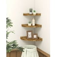 thumbnail image 5 of Afuly Floating Corner Shelves for Wall, Rustic Solid Brown Wood Wall Mounted Corner Shelf, 3 Set, 5 of 10