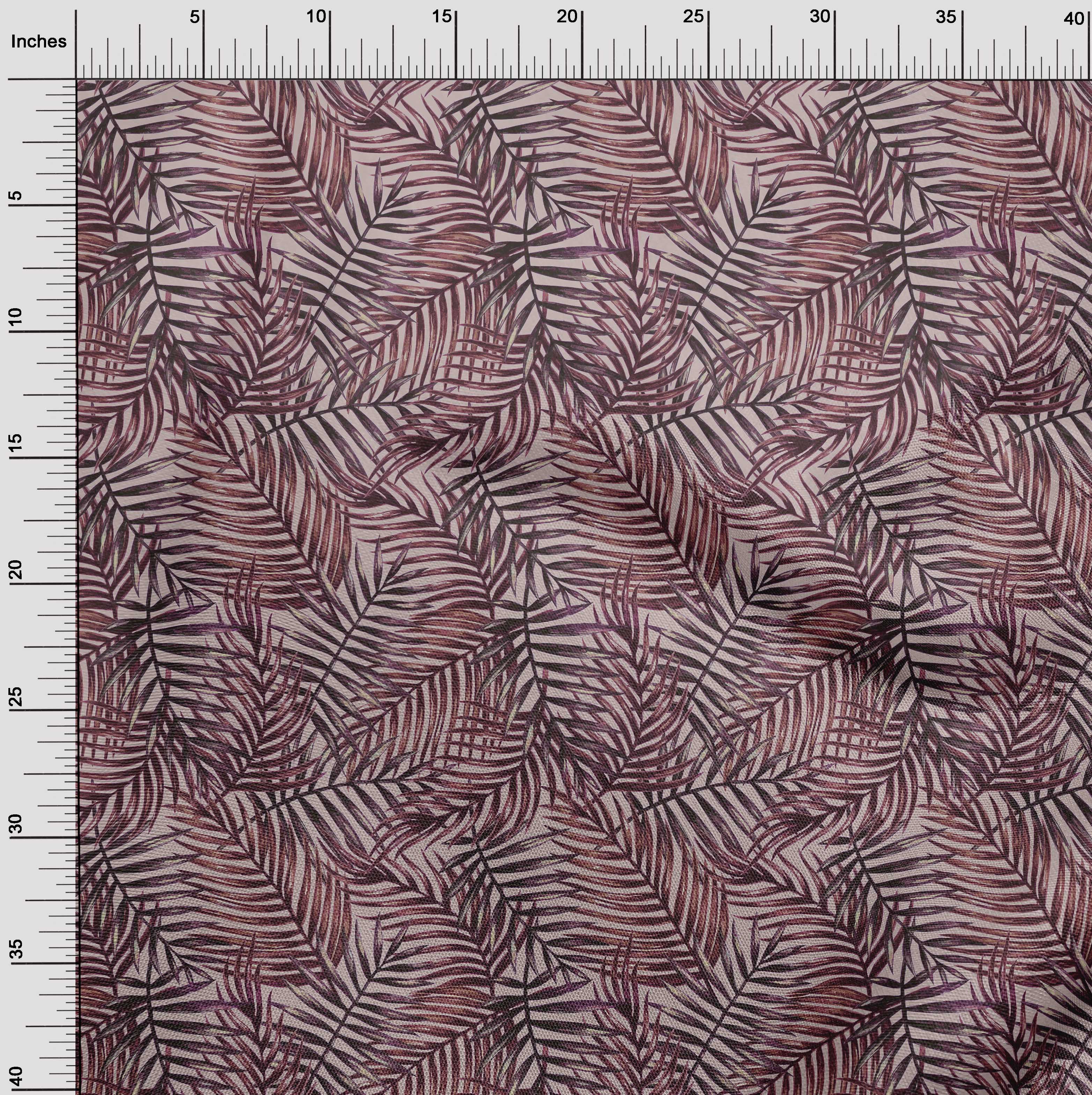 oneOone Cotton Poplin Dark Magenta Fabric Leaves Sewing Fabric By The Yard Printed Diy Clothing Sewing Supplies 56 Inch Wide