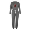 thumbnail image 4 of asdoklhq Warm Pajamas for Women Fashionable Loose Printed Long Sleeved Round Neck Drawstring Casual Set Gray M, 4 of 4