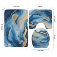 thumbnail image 3 of Blue Marble Gold Wave Pattern Bathroom Rugs Sets 3 Piece,Toilet Cover Set,Absorbent Non Slip Bathroom Mats Sets with U-Shaped Contour Rug Toilet Rug Set, 3 of 5