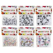CRAFT GOOGLY EYES 6 SIZES BLACK OR MULTI COLOR 33-300CT, Case Pack of 48