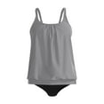 thumbnail image 4 of Caqnni Tankini Swimsuits for Women Two Piece Bathing Suits Tummy Control Long Torso Tank Tops with Shorts Tankini Swimwear (3XL,Grey), 4 of 4