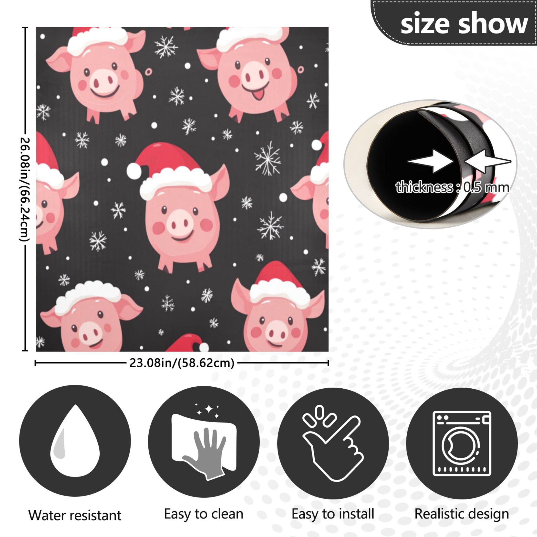 Dishwasher Magnetic Sticker 23x26 Inch Refrigerator Magnetic Sticker Washing Machine Magnetic Sticker Kitchen Panel Magnetic Sticker Home Decor Christmas Pig