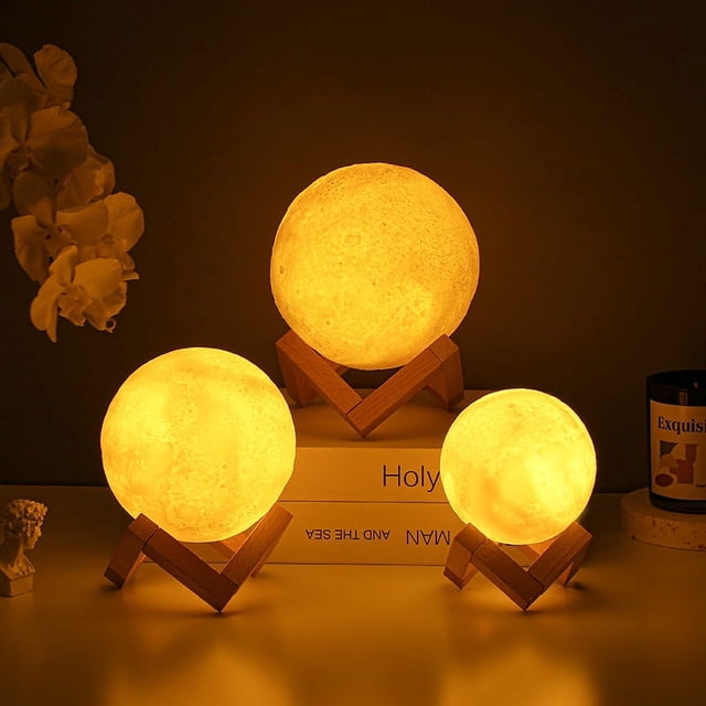 Lámpara de noche creativa para sala de estar, dormitorio, hogar, cielo estrellado, luna, toque, luz de noche