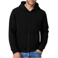 thumbnail image 7 of KeShDi Denim Jacket Men's Fleece Hooded Jacket Solid Color Thickened Warm Multi-Pocket Workwear Coat Black 3X, 7 of 7