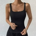 thumbnail image 1 of QUINDOS Chemises Femmes Yoga Été Noir Mode Décontracté Col Rond Sans Manches Dentelle Uni Hauts Blouse Débardeurs Femmes, 1 of 3
