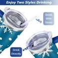 thumbnail image 5 of Blue White Snowflakes 40 Oz Tumbler with Handle Lid and Straw Stainless Steel Double Walled Vacuum Insulated Cup Merry Christmas Gifts Tumbler for Women Men Friends Outdoor Indoor, 5 of 6