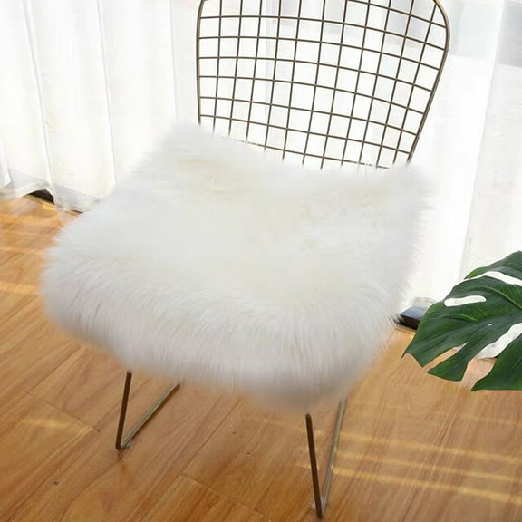 White Soft Square Fur Area Rug Shaggy Fluffy Rugs Long Plush Floor Carpet Mat for Bedroom Living Room Decor 19.7x19.7inch