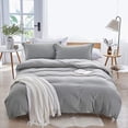 thumbnail image 1 of Duvet Cover,100% Washed Microfiber 3pcs Bedding Duvet Cover Set,Solid Color - Soft and Breathable with Zipper Closure & Corner Ties (Light Gray, Twin), 1 of 5