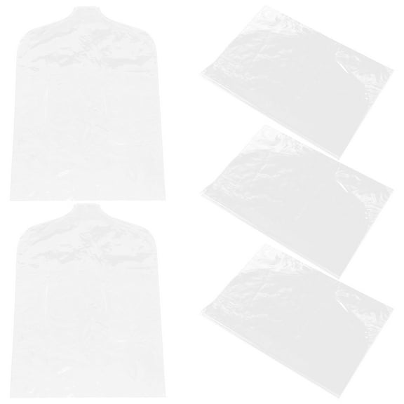 OUNONA 5pcs Plastic Clothes Clear Shoulder Covers Dry Cleaning Hanging Dustproof Garment Bags for Home