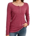 thumbnail image 5 of Womens Fall Sweaters Long Sleeve Pullover Casual V-Neck Knit Sweater Red, 5 of 8