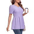thumbnail image 3 of FIUFY Women Peplum Tops Casual V Neck Short Sleeve Tunic Shirts Summer Babydoll Blouses, 3 of 5