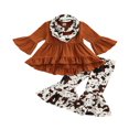 thumbnail image 1 of Ensemble 2 Pcs Robe Tunique à Volants Évasée pour Petites Filles avec Leggings Rayés et Pantalon, 1 of 6