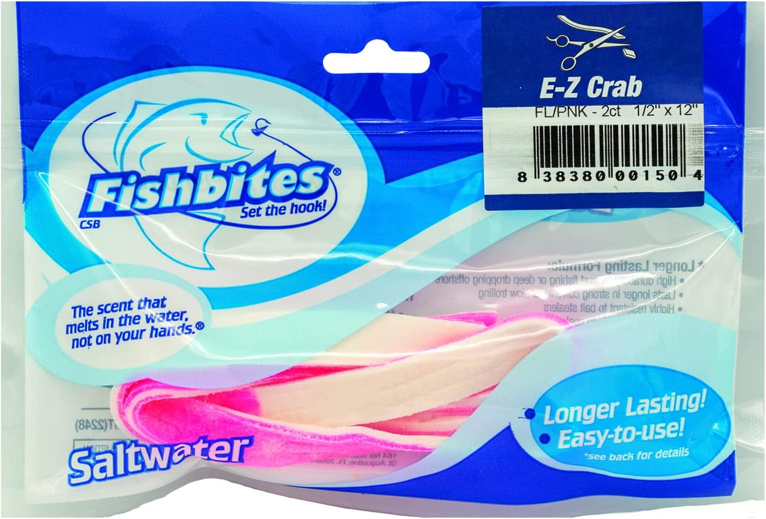 Fishbites 0150 E-Z Crab Long Lasting Bait Strips Flesh And Pink