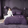 thumbnail image 5 of meiyoeat Vintage Damask Print 7pcs Queen Bedding For Adults,Gothic Bat Bedding Comforter Set Queen For Men Women, Purple Black,Black Reversible, 5 of 7