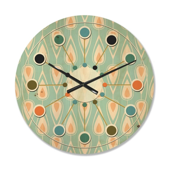Designart 'Ornamental Retro Design VIII' Mid-Century Modern Wood Wall Clock