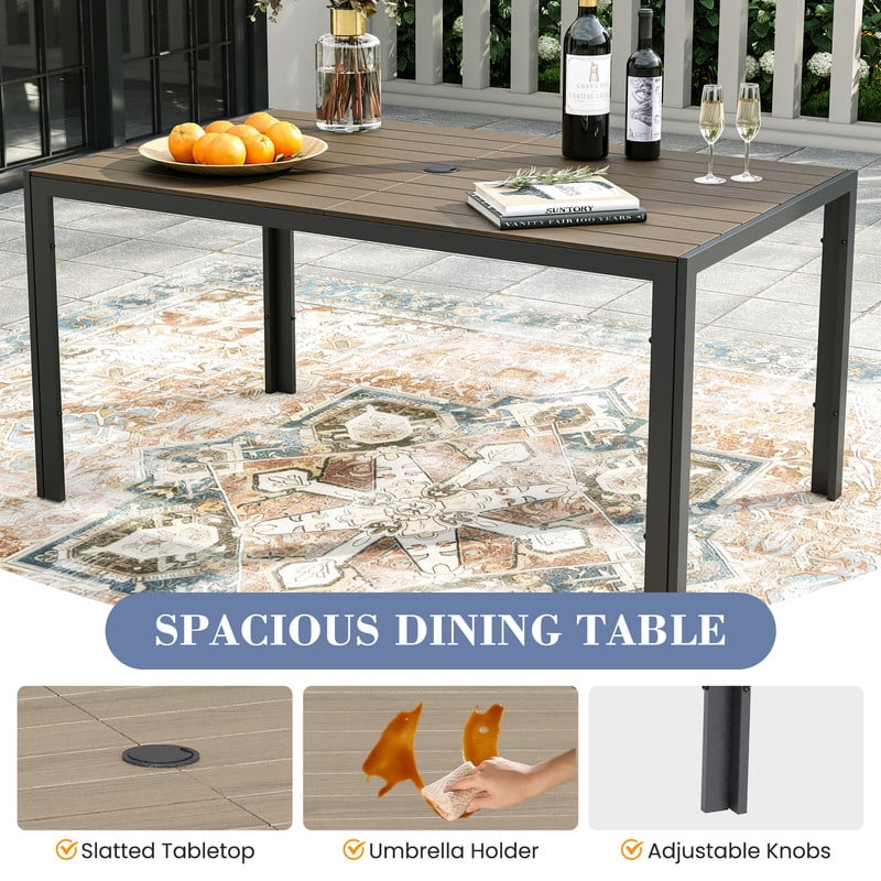 MRUAKA 9-Piece Patio Dining Set, 360-Swivel Mid Back Breathable Textilene Chairs & Rectangular Table, Heavy Duty All-Weather Outdoor Furniture，Dark Gray