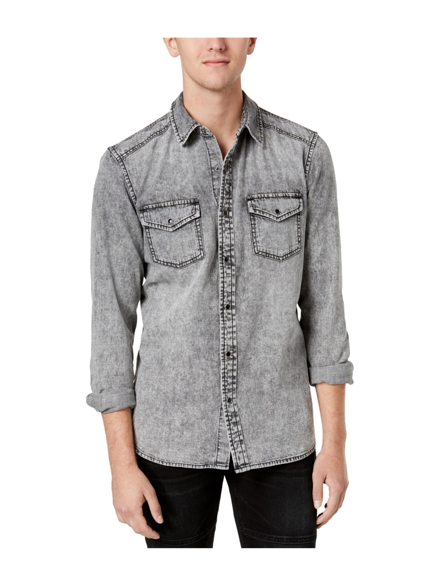 guess denim shirt mens