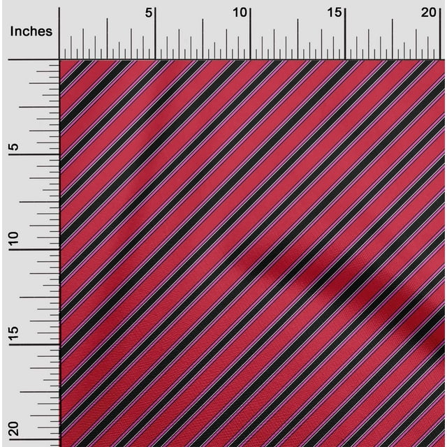 oneOone Polyester Lycra Bright Red Fabric Stripes Fabric For Sewing Printed Craft Fabric By The Yard 56 Inch Wide