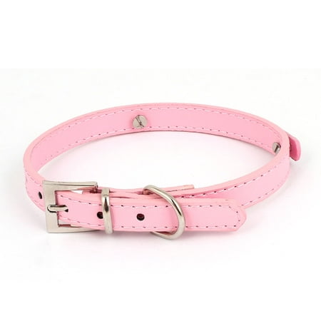 Unique Bargains One Pin Buckle Faux Leather Pet Dog Chihuahua Collar Belt Strap Necklace Pink