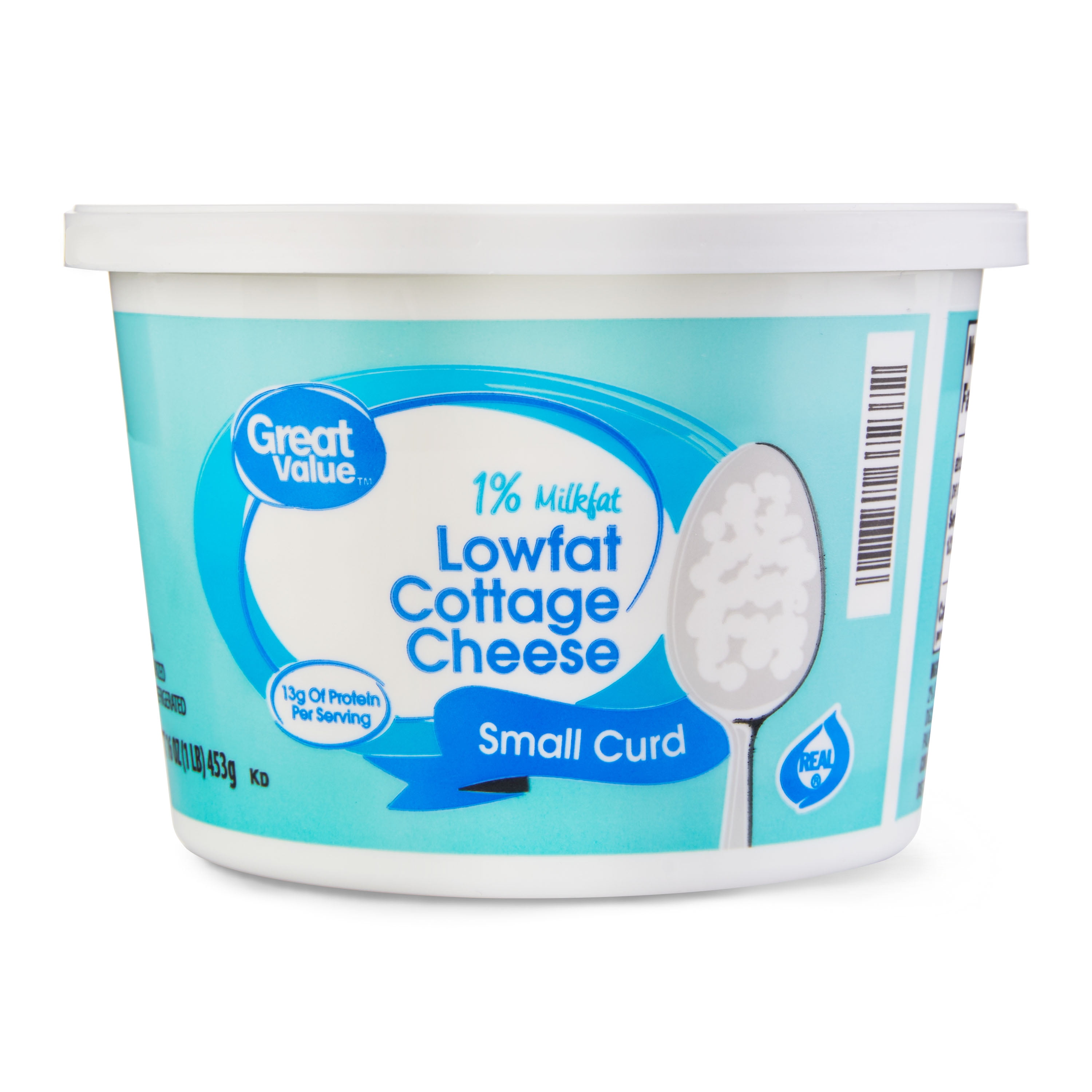 Great Value 1% Milkfat Lowfat Small Curd Cottage Cheese, 16 oz