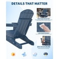 thumbnail image 5 of Folding Adirondack Chair Set of 4, HDPE Outdoor Patio Chair with Cup Holder, All Weather Resistent Wooden Textured for patios, Decks, Gardens, fire Pit, Navy Blue, 5 of 9