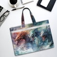 thumbnail image 6 of Easygdp Ink Style Wave Dragon Canvas Document Bag File Bag Handle Business Briefcase Bag A4 File Organizer Organizer Handbag Briefcase, 6 of 8