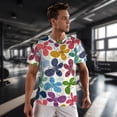 thumbnail image 3 of Wukai Colorful Butterflies Print Men's Short-Sleeved Mesh T-Shirt,Quick-Dry Short Sleeve Workout T-Shirt-5X-Large, 3 of 8