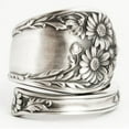 thumbnail image 3 of Adjustable Daisy Flower Ring: Vintage Spoon Shape Copper Ring, Unisex Fashion Ring, Aged Black Finish, 3 of 5